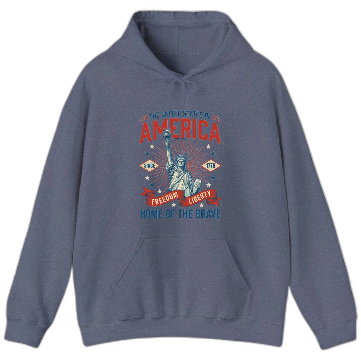 America Freedom Liberty Celebration Hoodie in Heather Navy