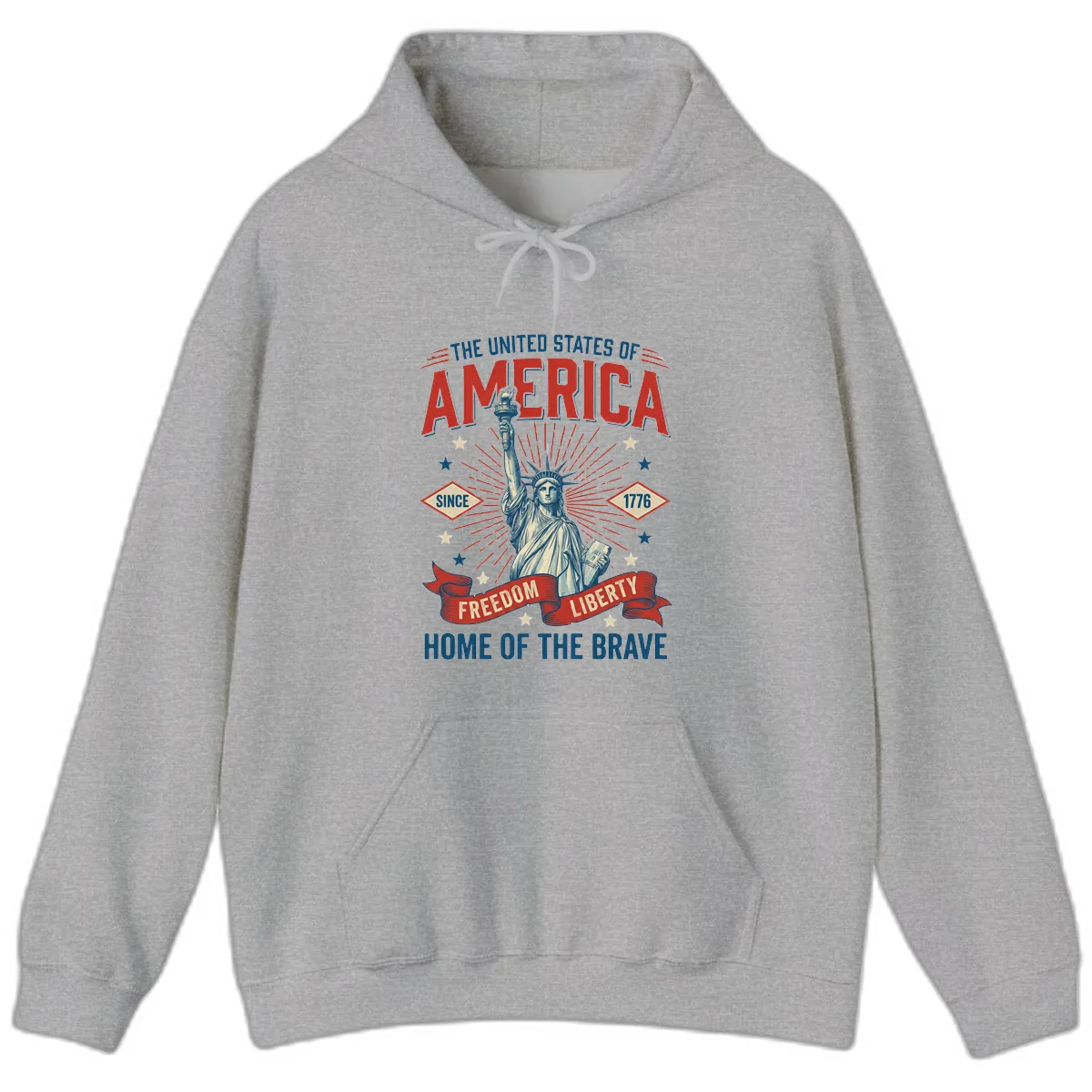 America Freedom Liberty Celebration Hoodie in Sport Grey