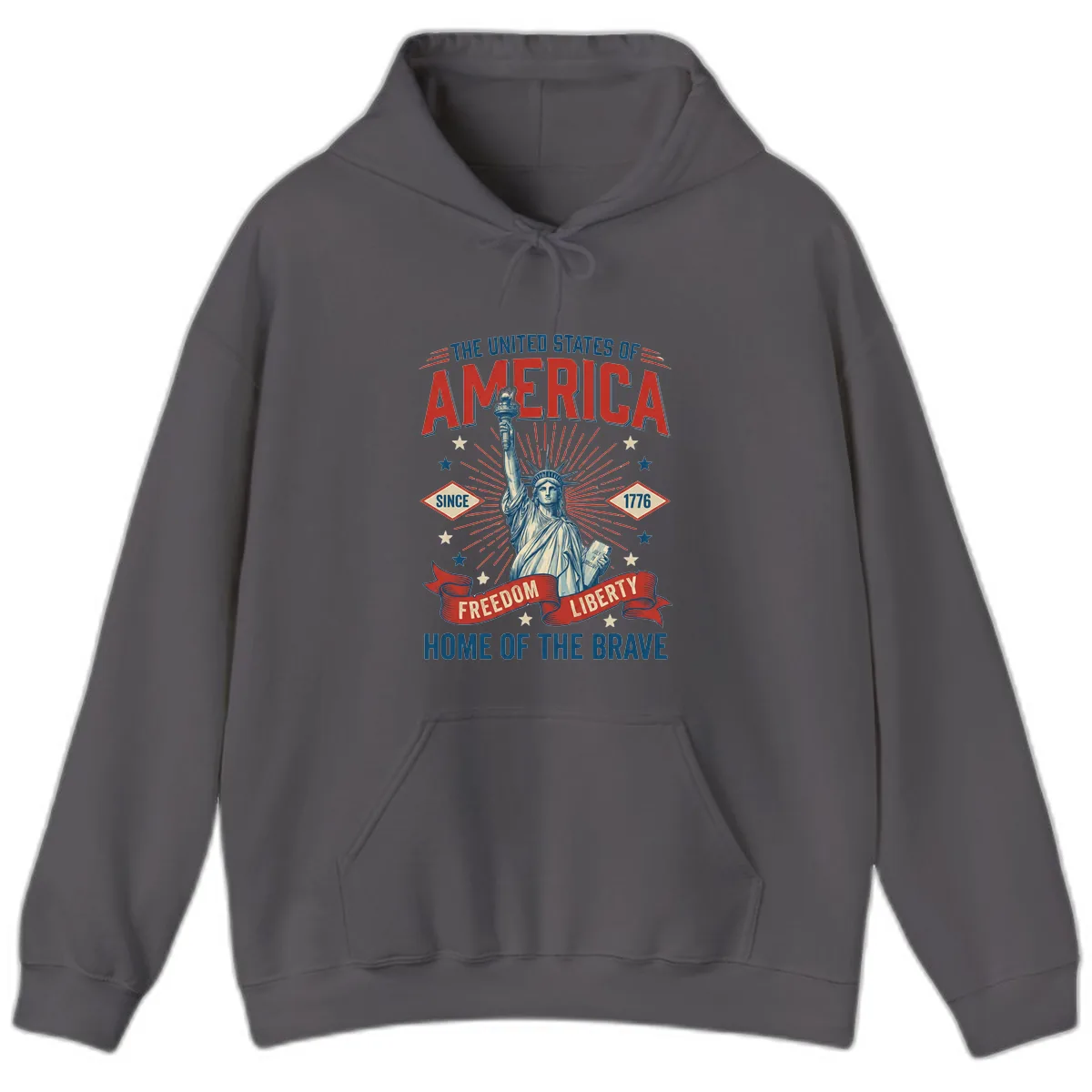 America Freedom Liberty Celebration Hoodie in Charcoal