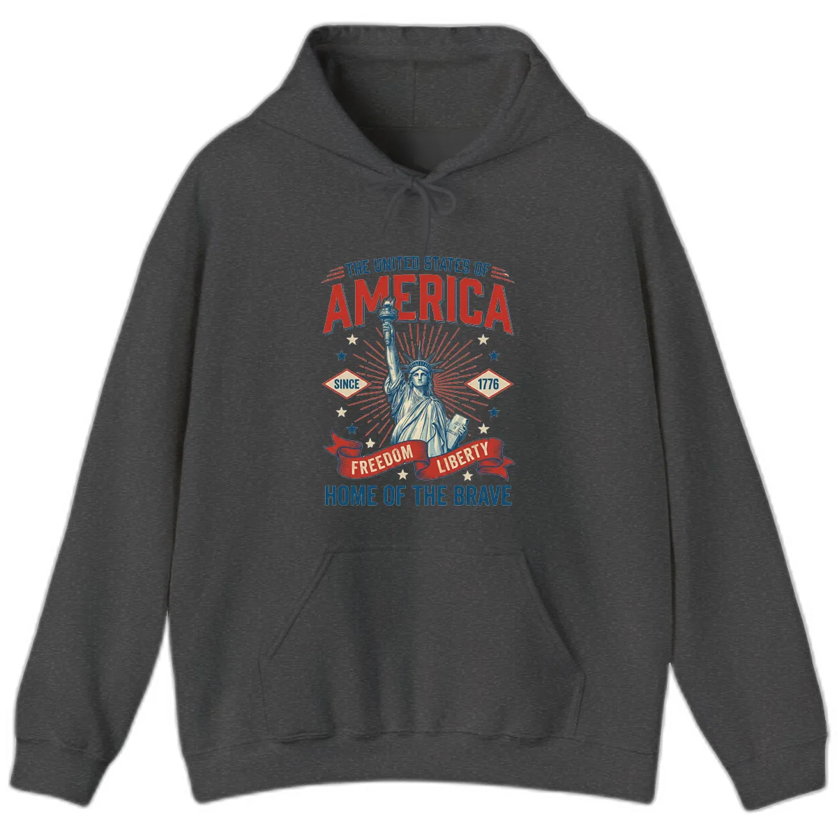 America Freedom Liberty Celebration Hoodie in Dark Heather