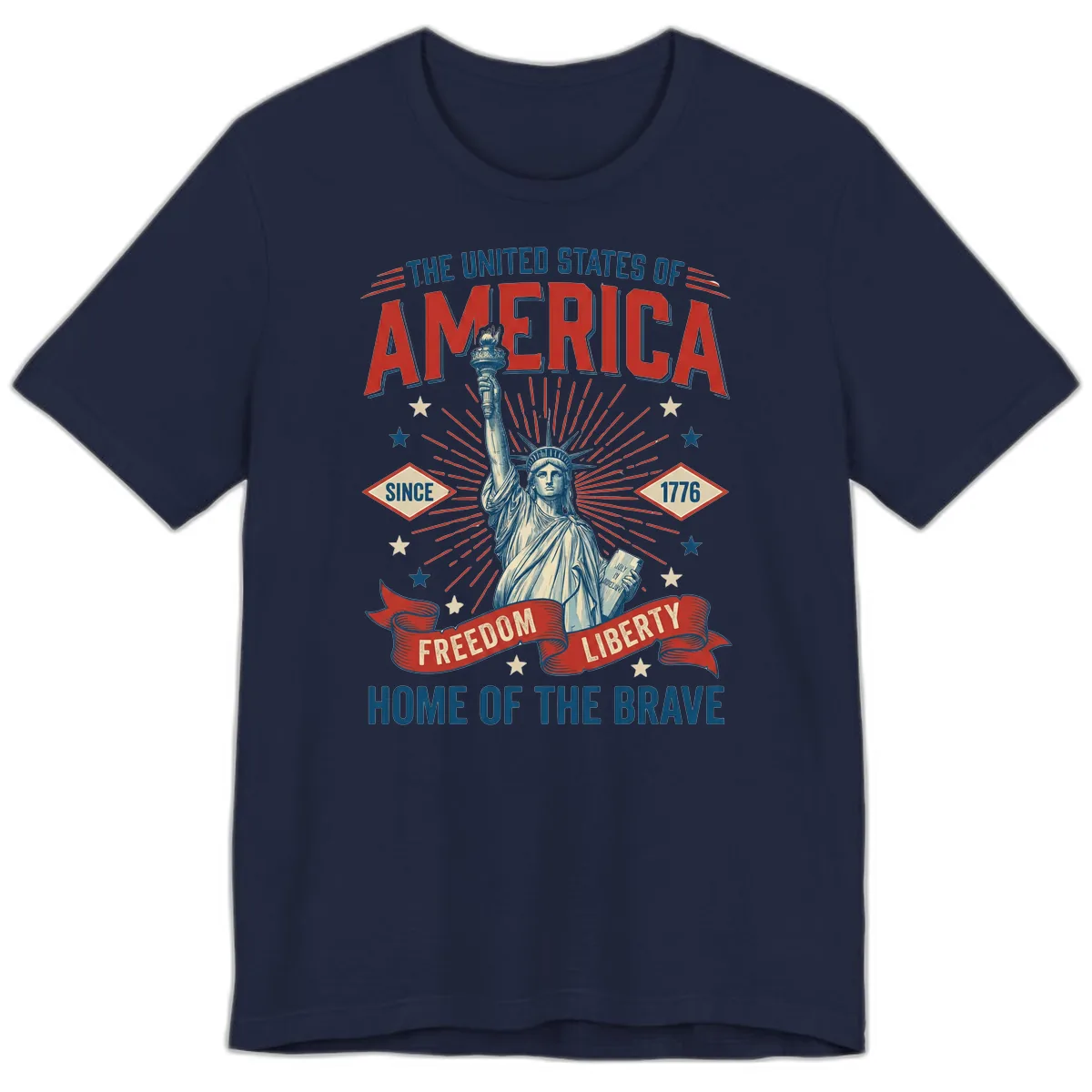 America Freedom Liberty Celebration Premium T-Shirt in Navy