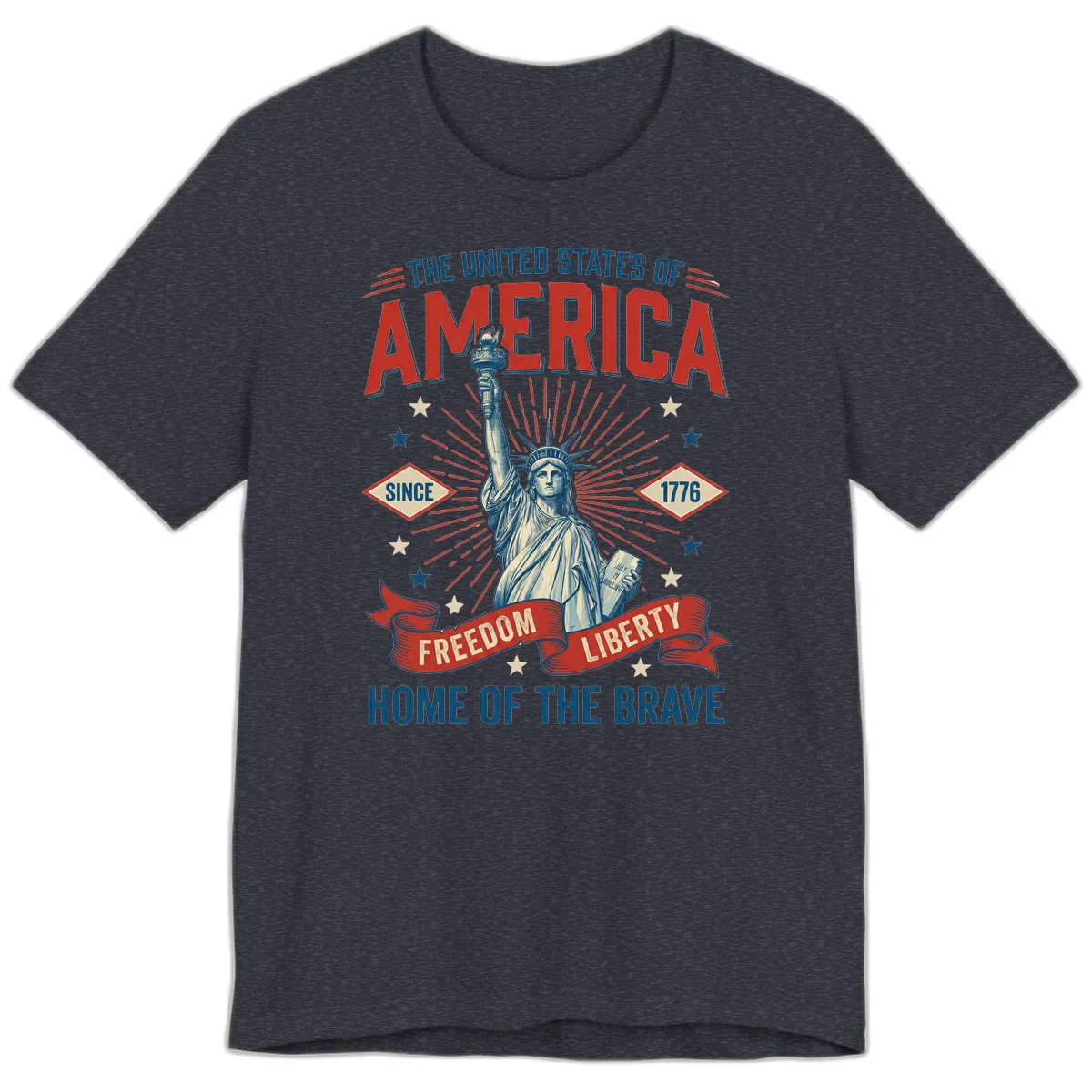 America Freedom Liberty Celebration Premium T-Shirt in Heather Navy