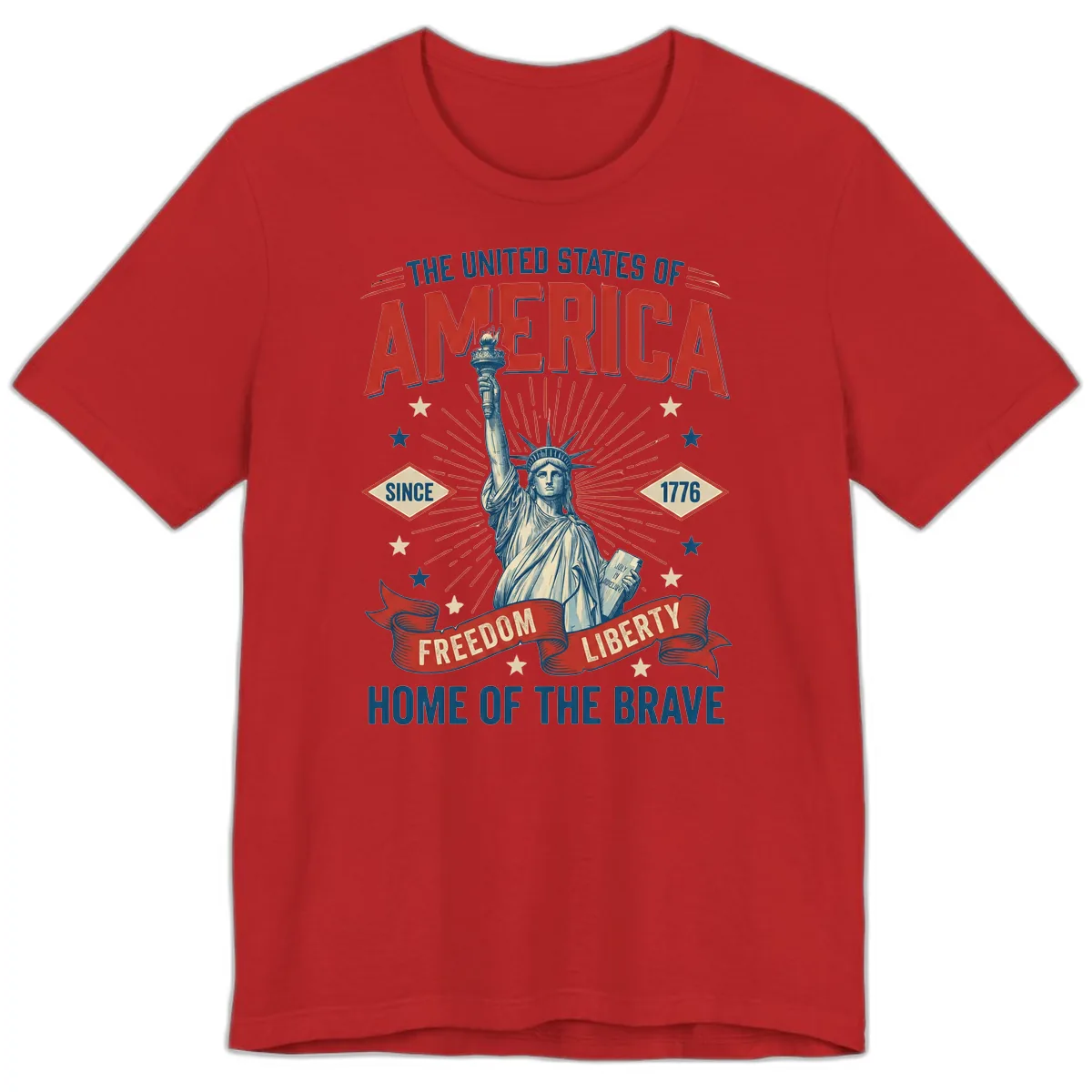America Freedom Liberty Celebration Premium T-Shirt in Red