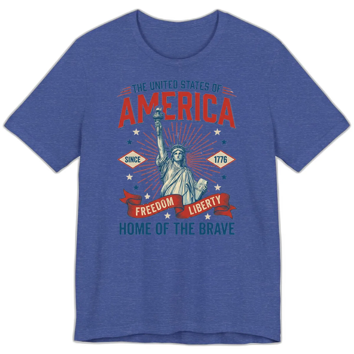 America Freedom Liberty Celebration Premium T-Shirt in Heather True Royal