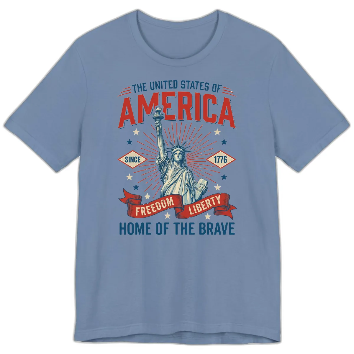 America Freedom Liberty Celebration Premium T-Shirt in Steel Blue