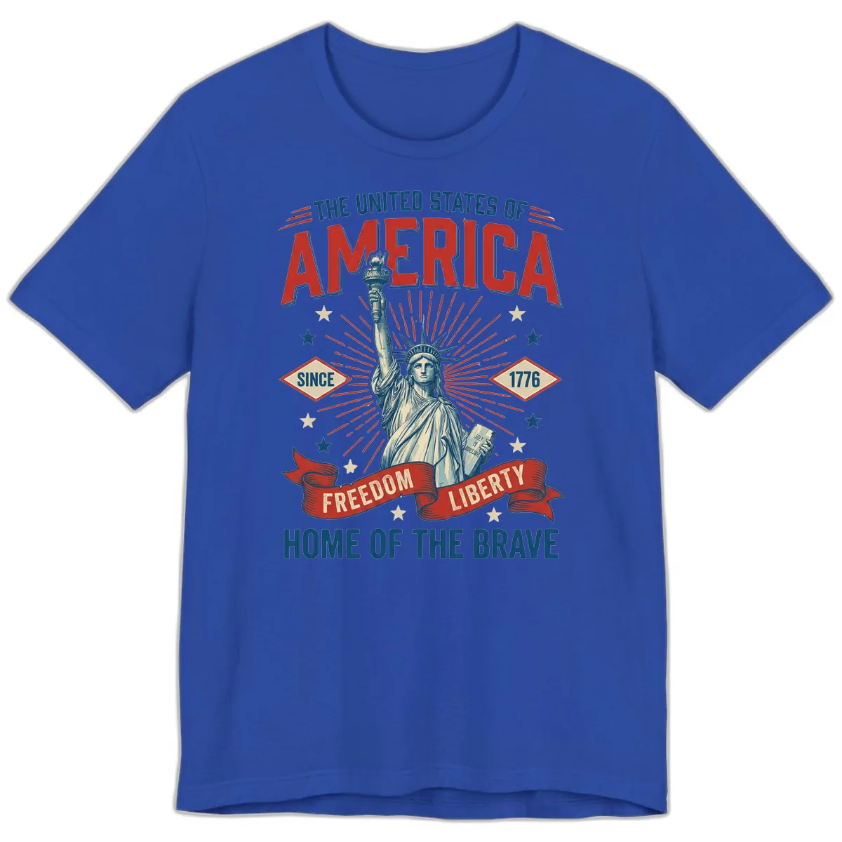 America Freedom Liberty Celebration Premium T-Shirt in True Royal