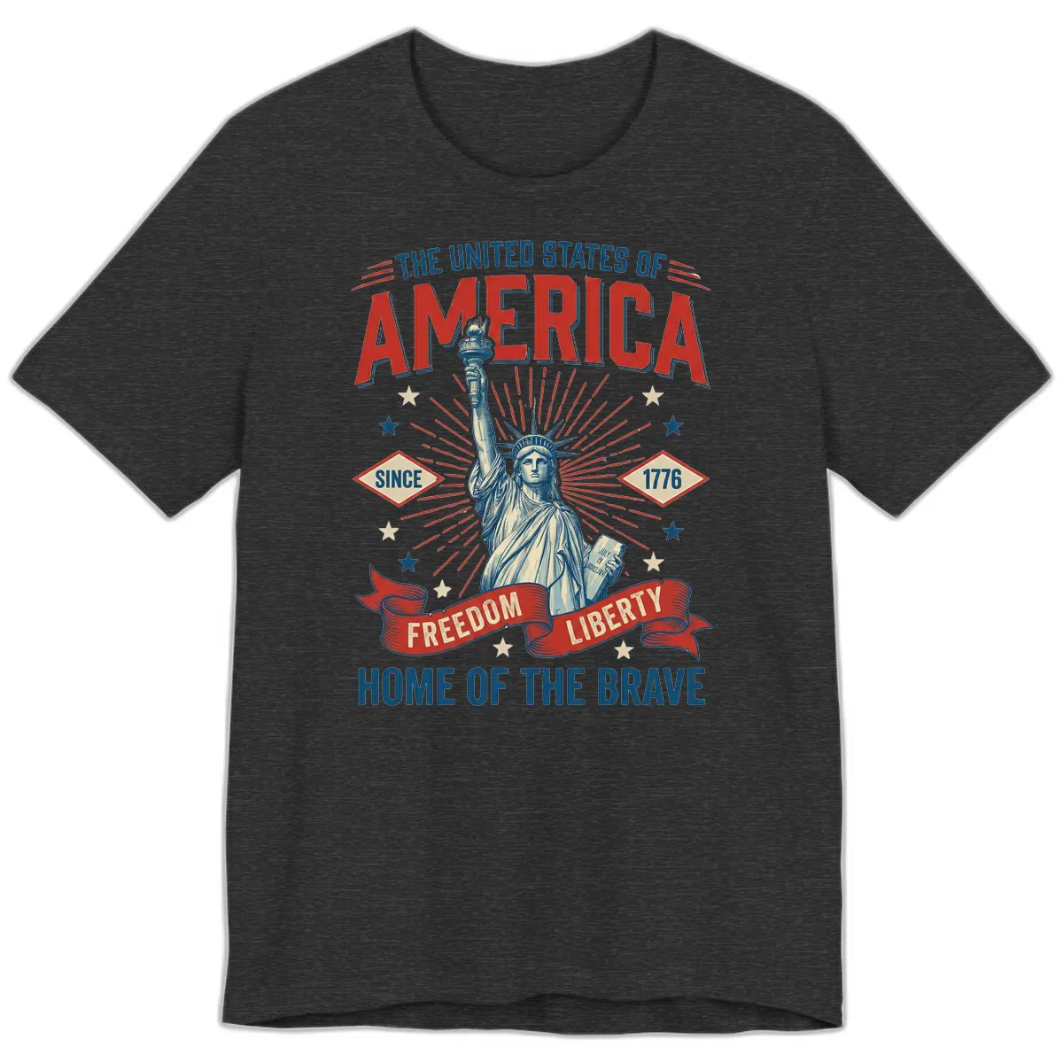America Freedom Liberty Celebration Premium T-Shirt in Dark Grey Heather