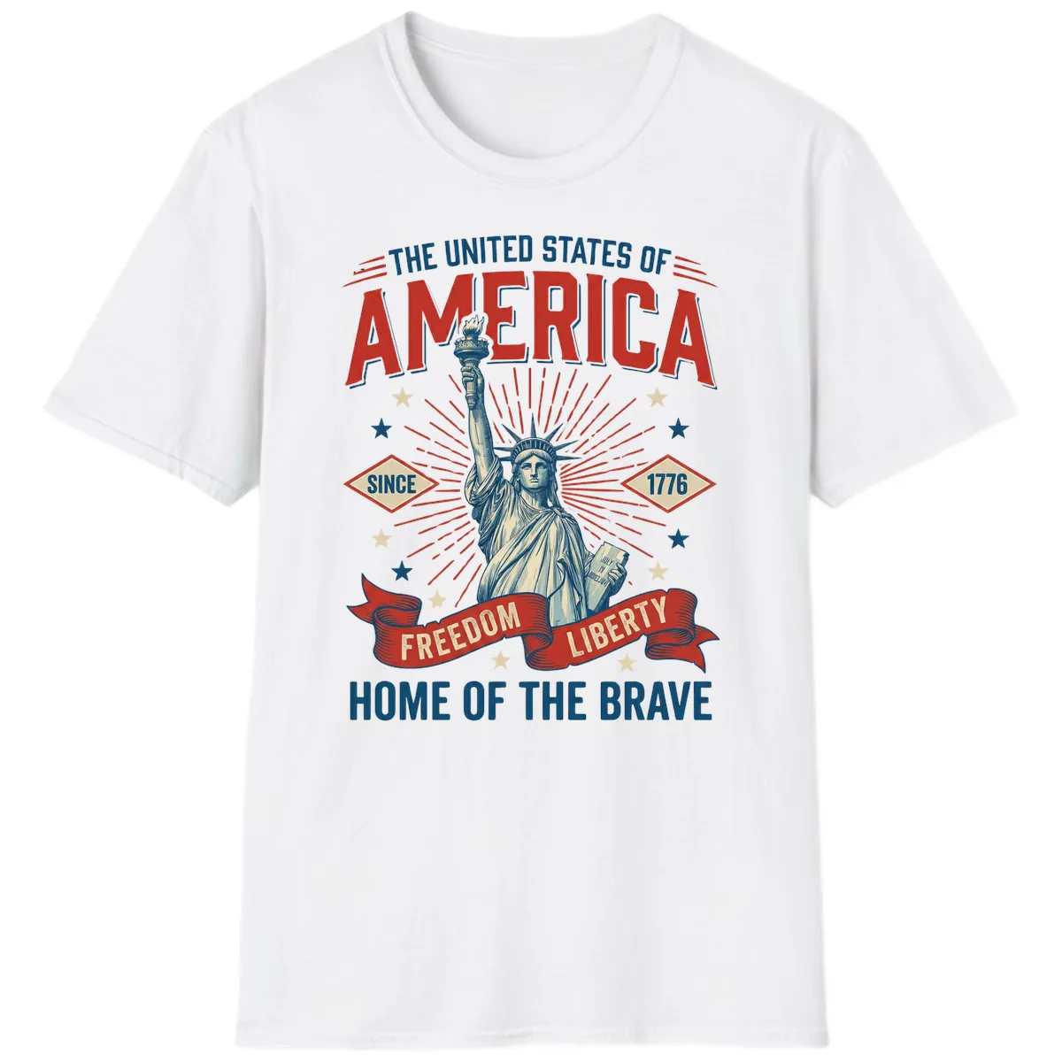 America Freedom Liberty Celebration T-Shirt in White