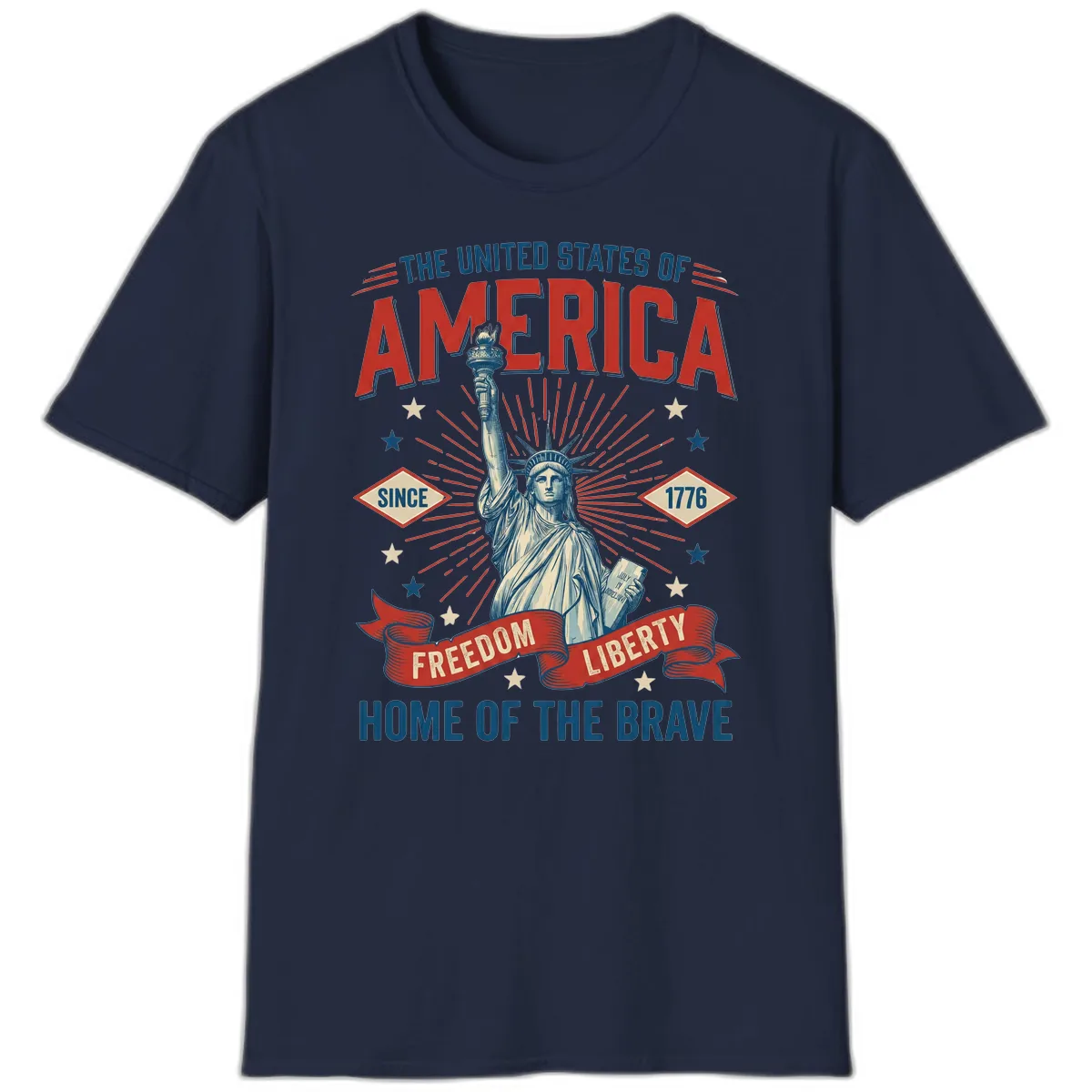 America Freedom Liberty Celebration T-Shirt in Navy