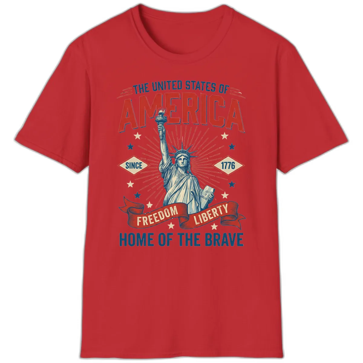 America Freedom Liberty Celebration T-Shirt in Red