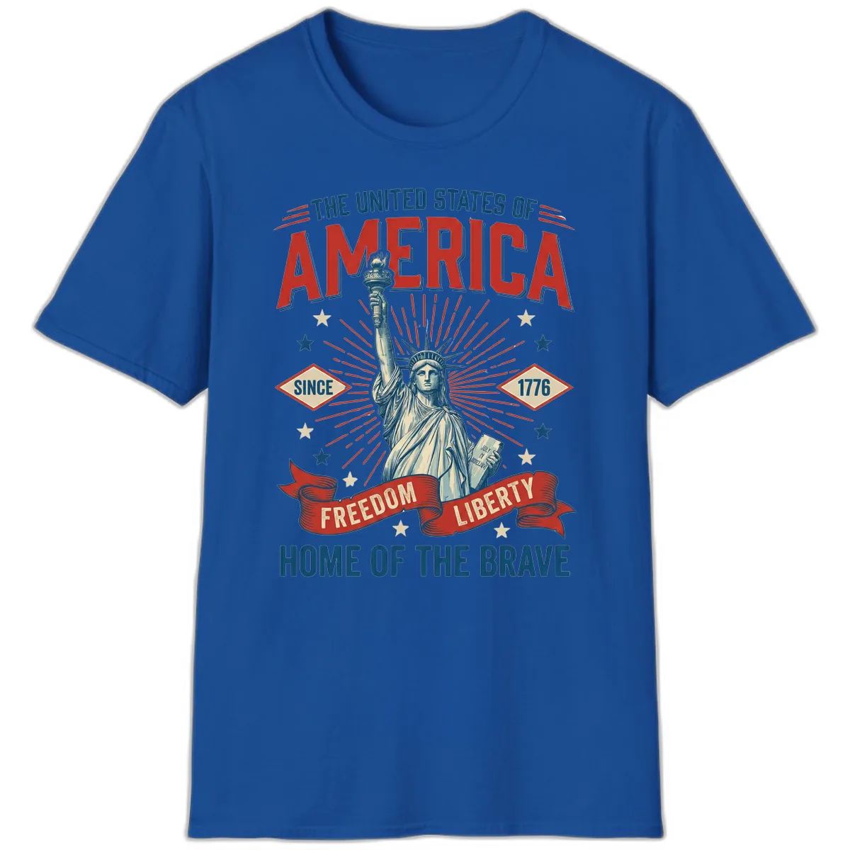America Freedom Liberty Celebration T-Shirt in Royal