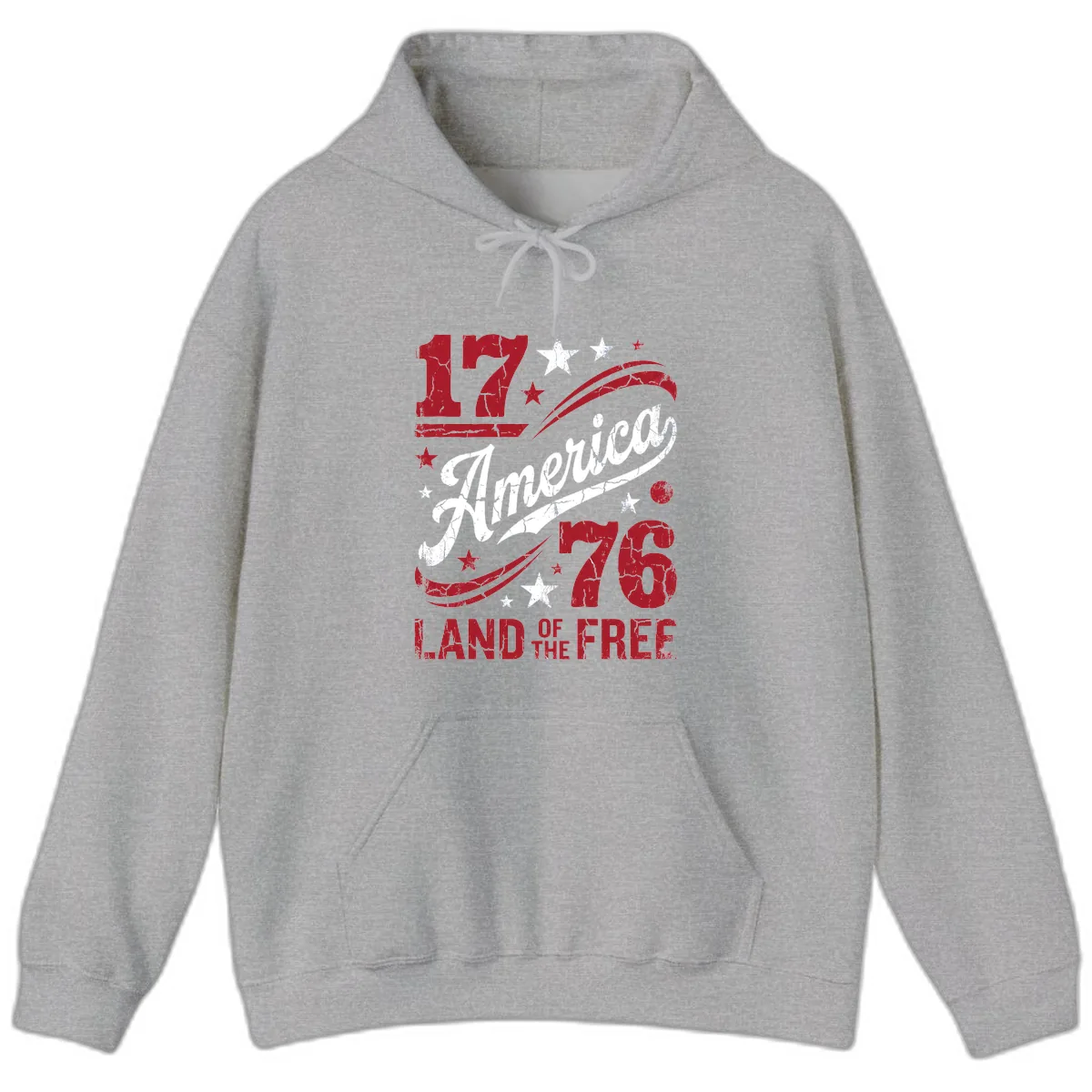 America Land of the Free 250th Hoodie in Sport Grey