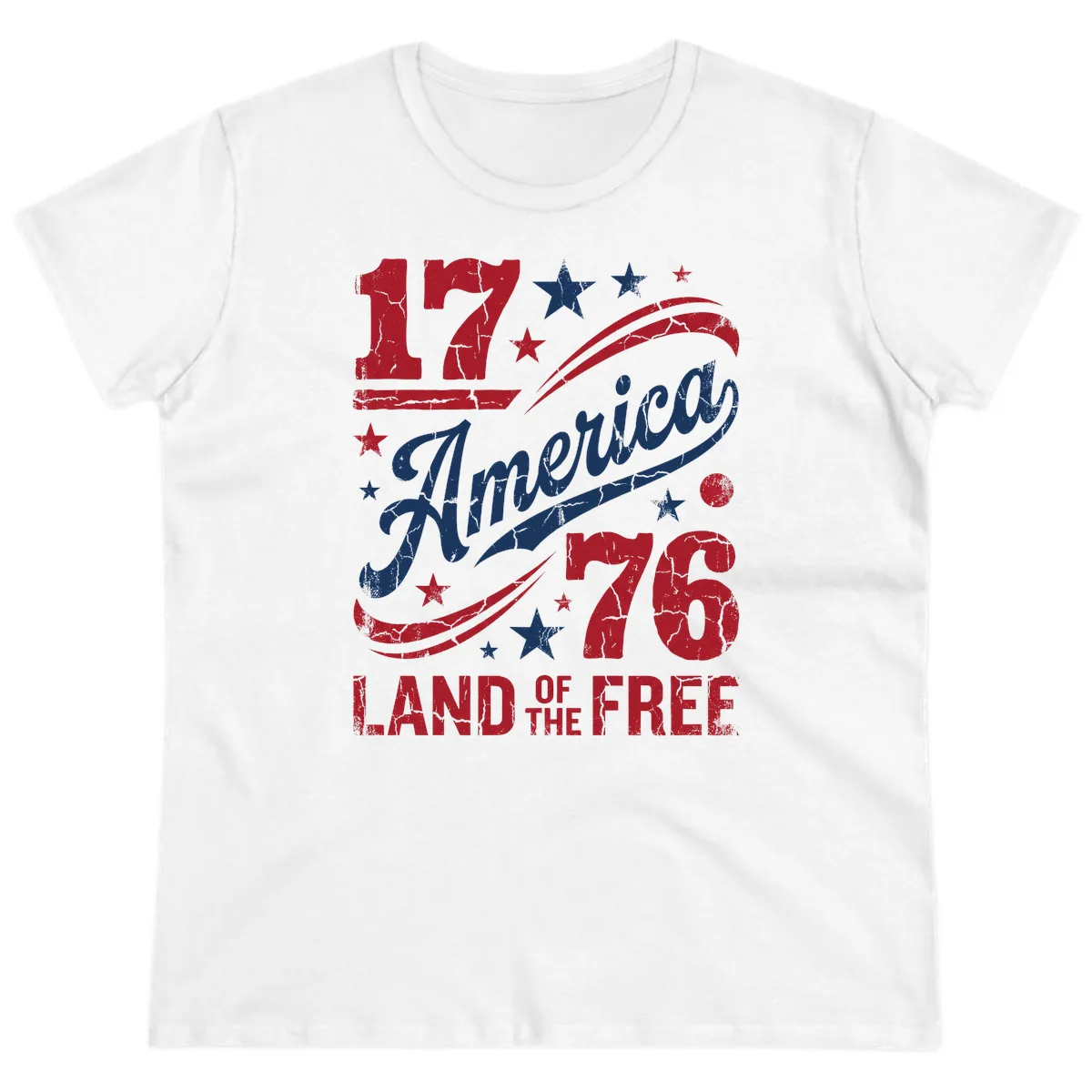 America Land of the Free 250th Ladies Tee in White