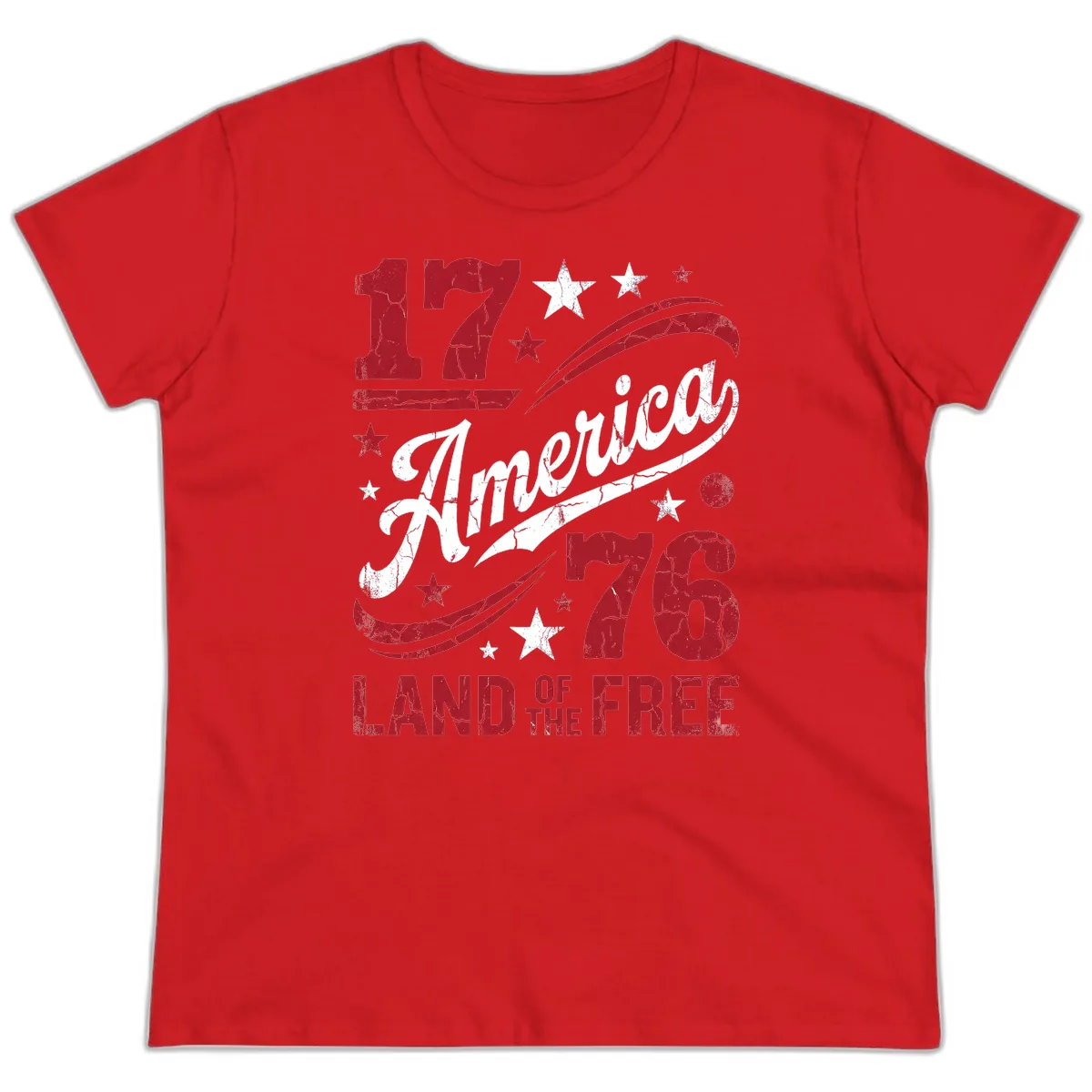 America Land of the Free 250th Ladies Tee in Red