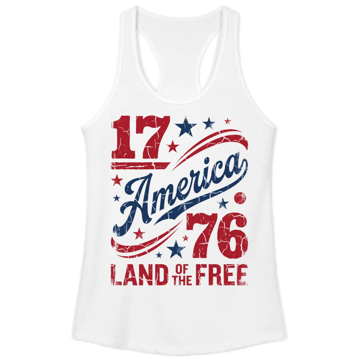 America Land of the Free 250th Ladies Tank in White