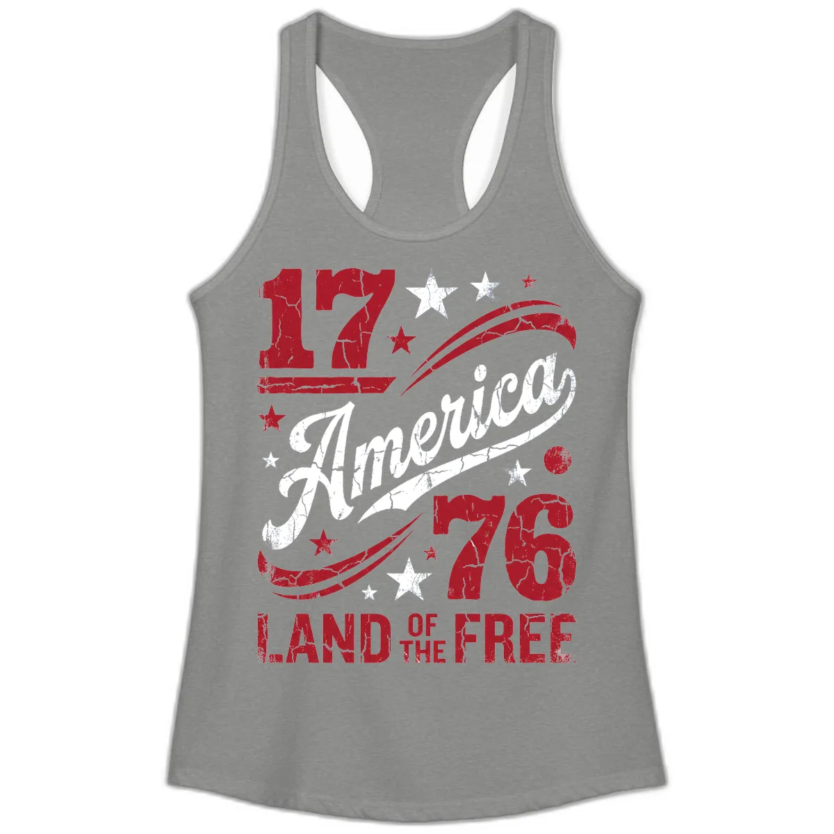 America Land of the Free 250th Ladies Tank in Heather Grey