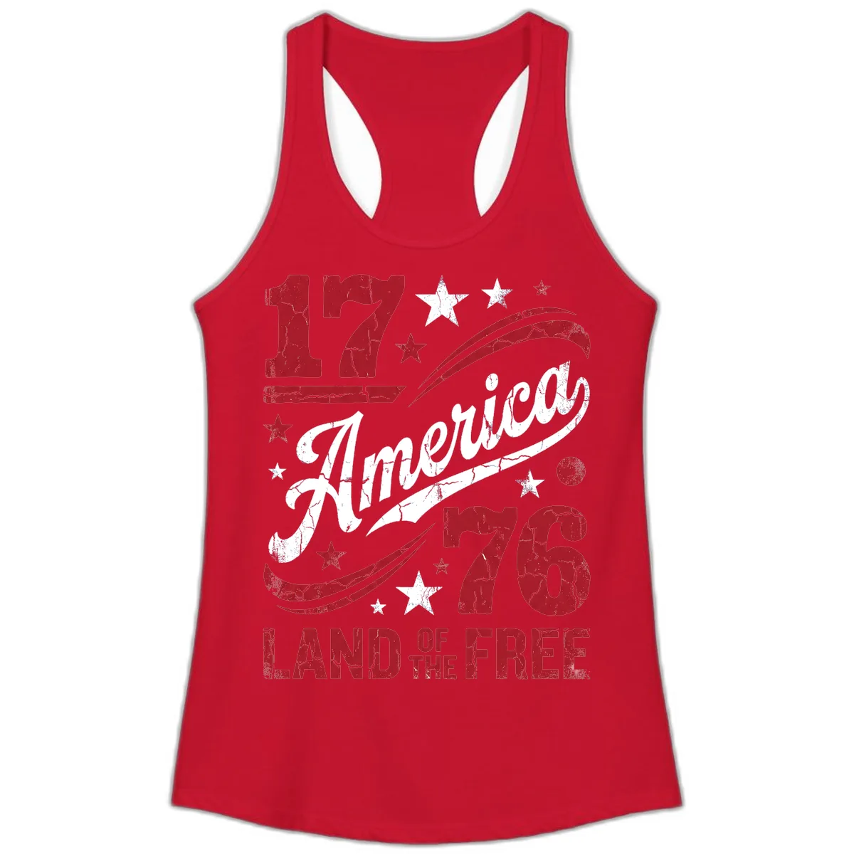 America Land of the Free 250th Ladies Tank in Solid Red