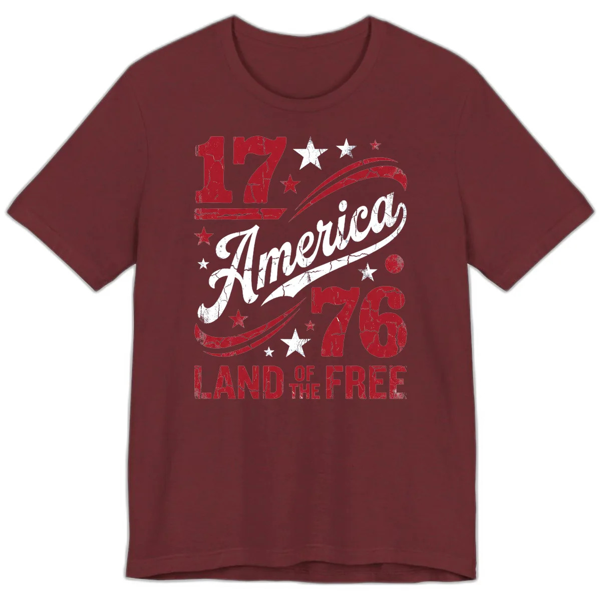 America Land of the Free 250th Premium T-Shirt in Heather Cardinal