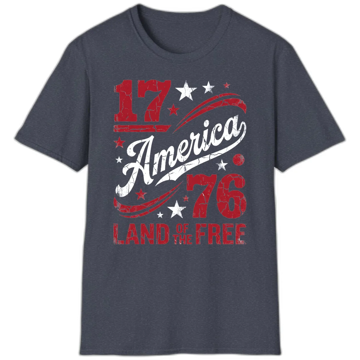 America Land of the Free 250th T-Shirt in Heather Navy