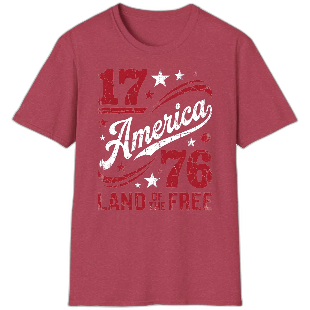 America Land of the Free 250th T-Shirt in Heather Cardinal