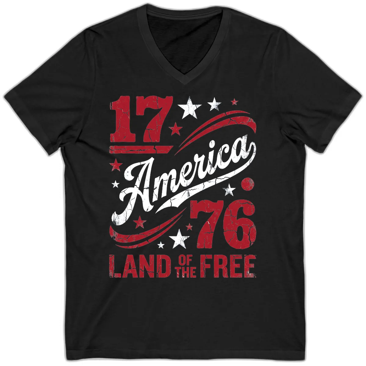 America Land of the Free 250th V-Neck in Black