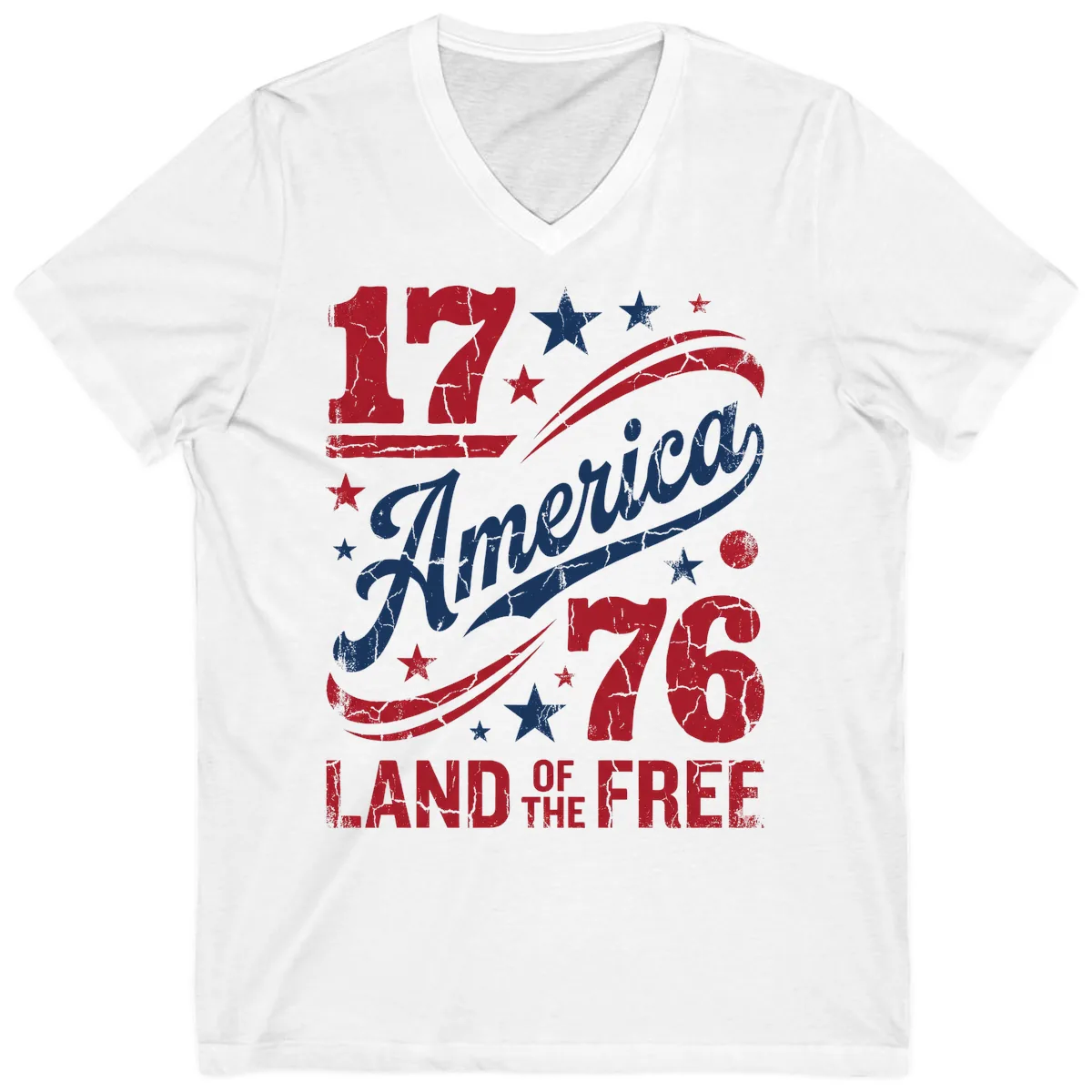 America Land of the Free 250th V-Neck in White