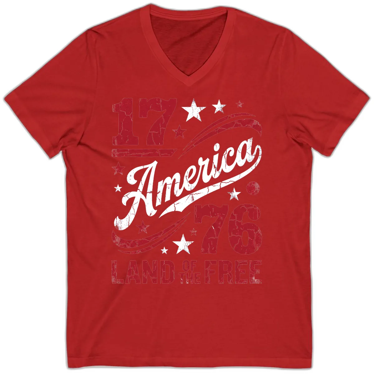 America Land of the Free 250th V-Neck in Red