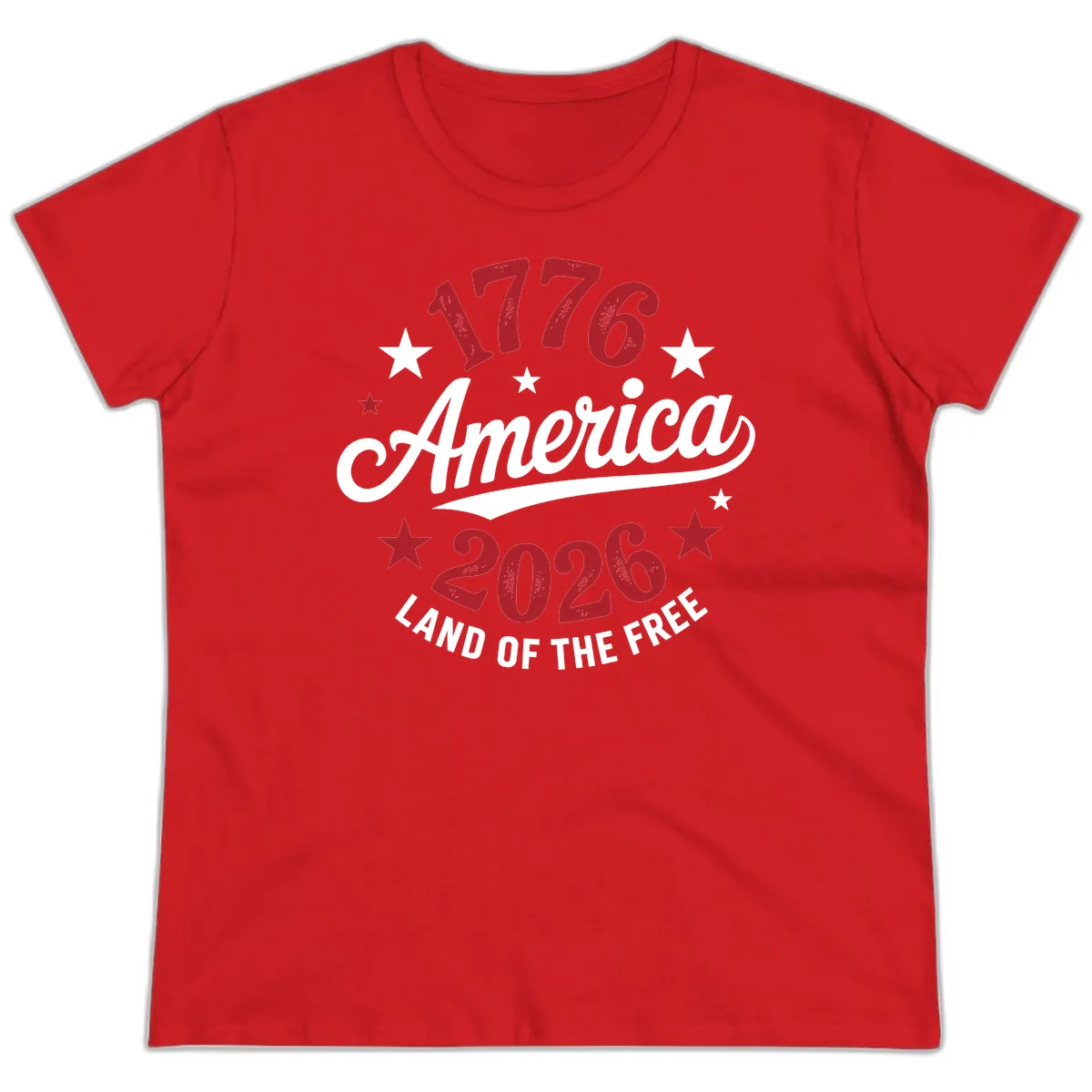 America 250th Anniversary Celebration Ladies Tee in Red