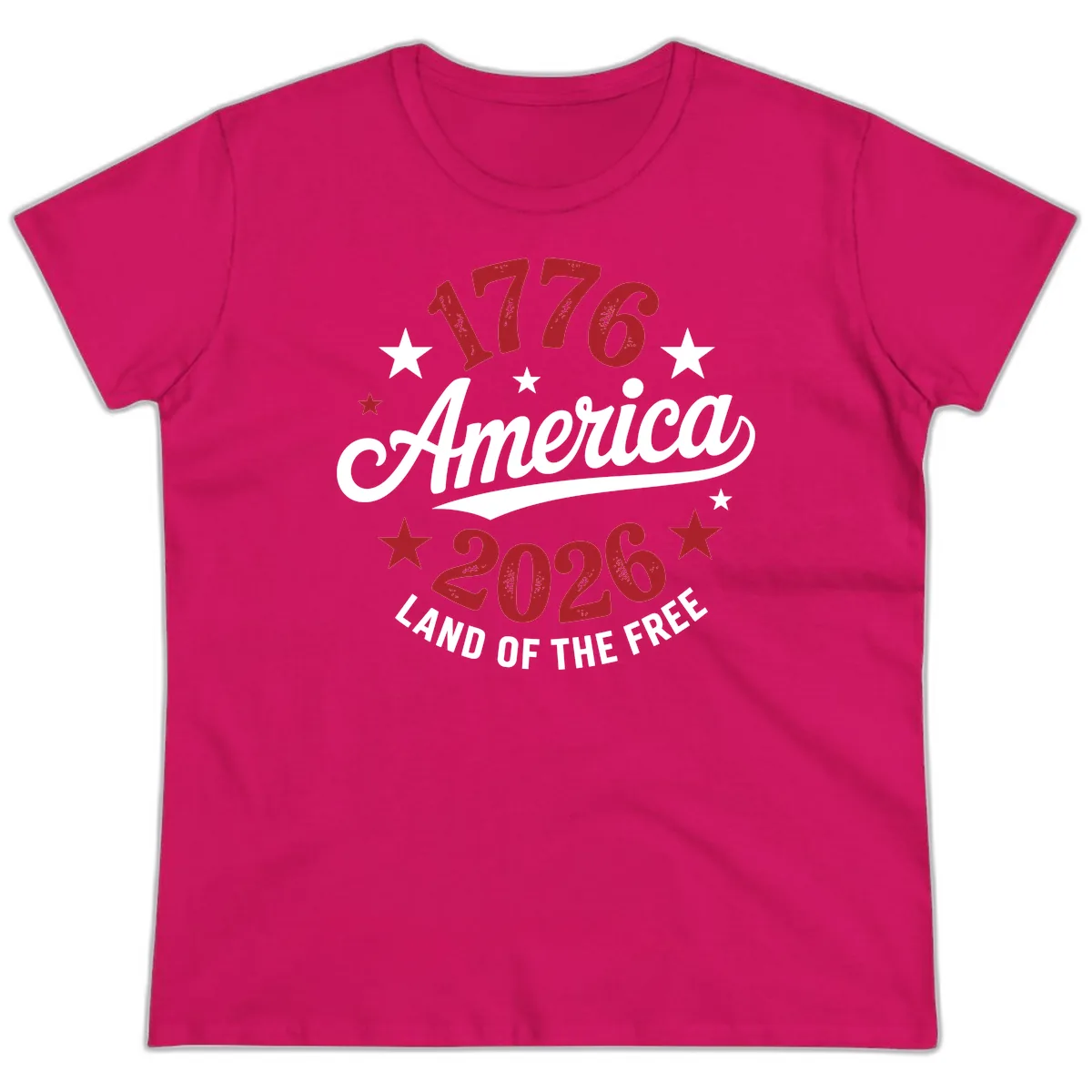 America 250th Anniversary Celebration Ladies Tee in Heliconia