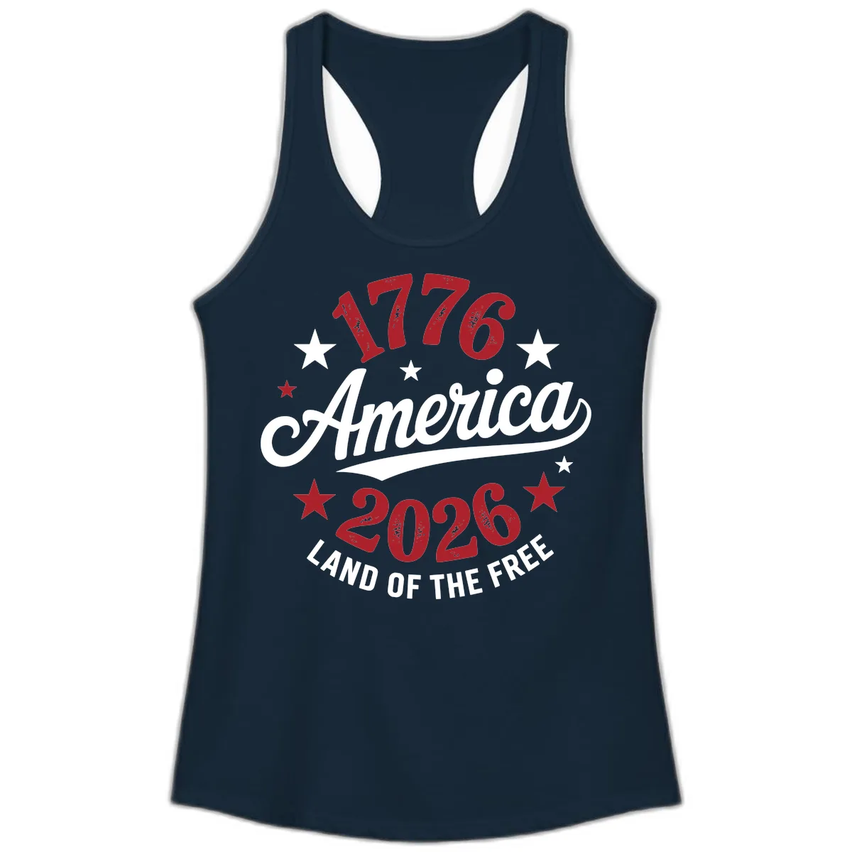 America 250th Anniversary Celebration Ladies Tank in Solid Midnight Navy