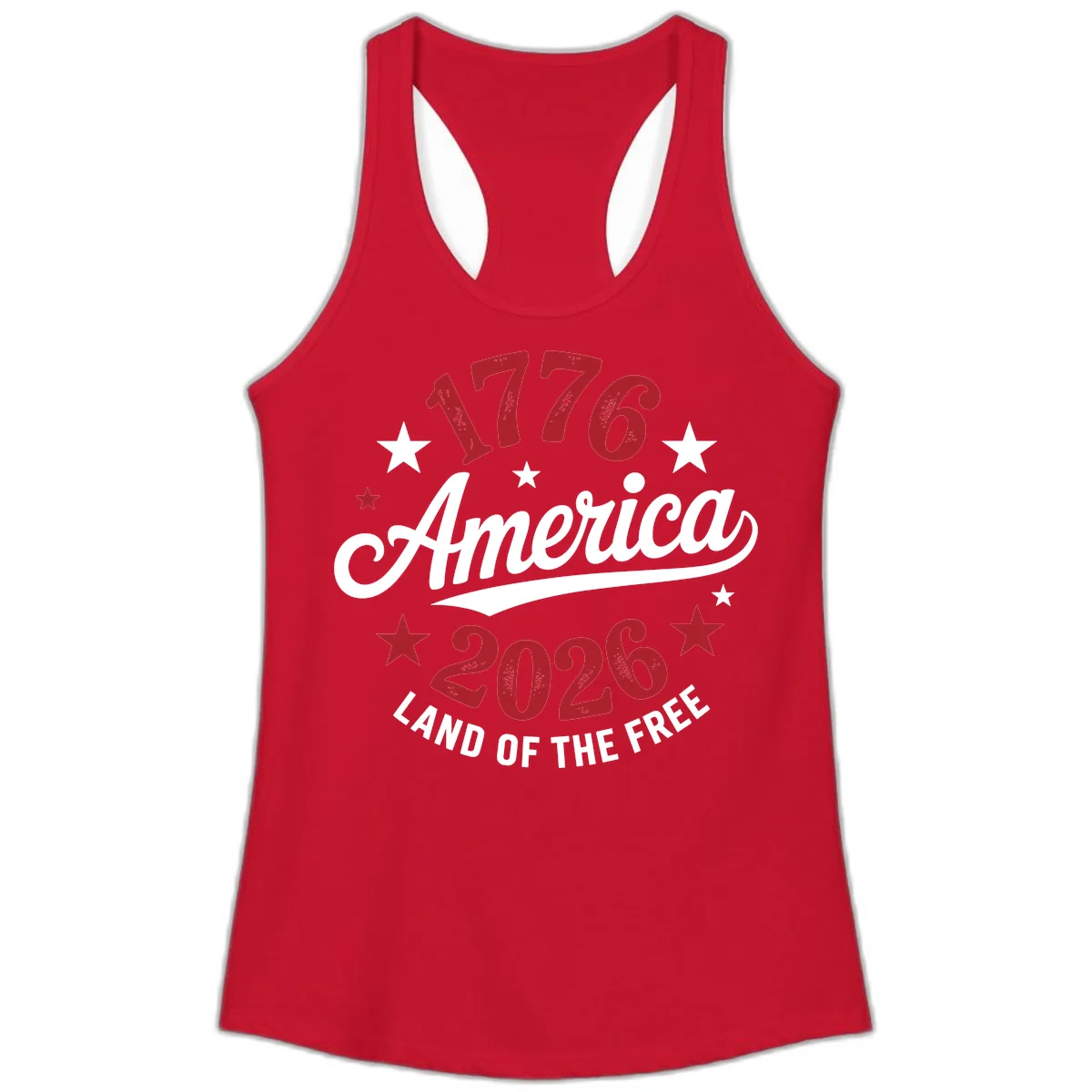 America 250th Anniversary Celebration Ladies Tank in Solid Red