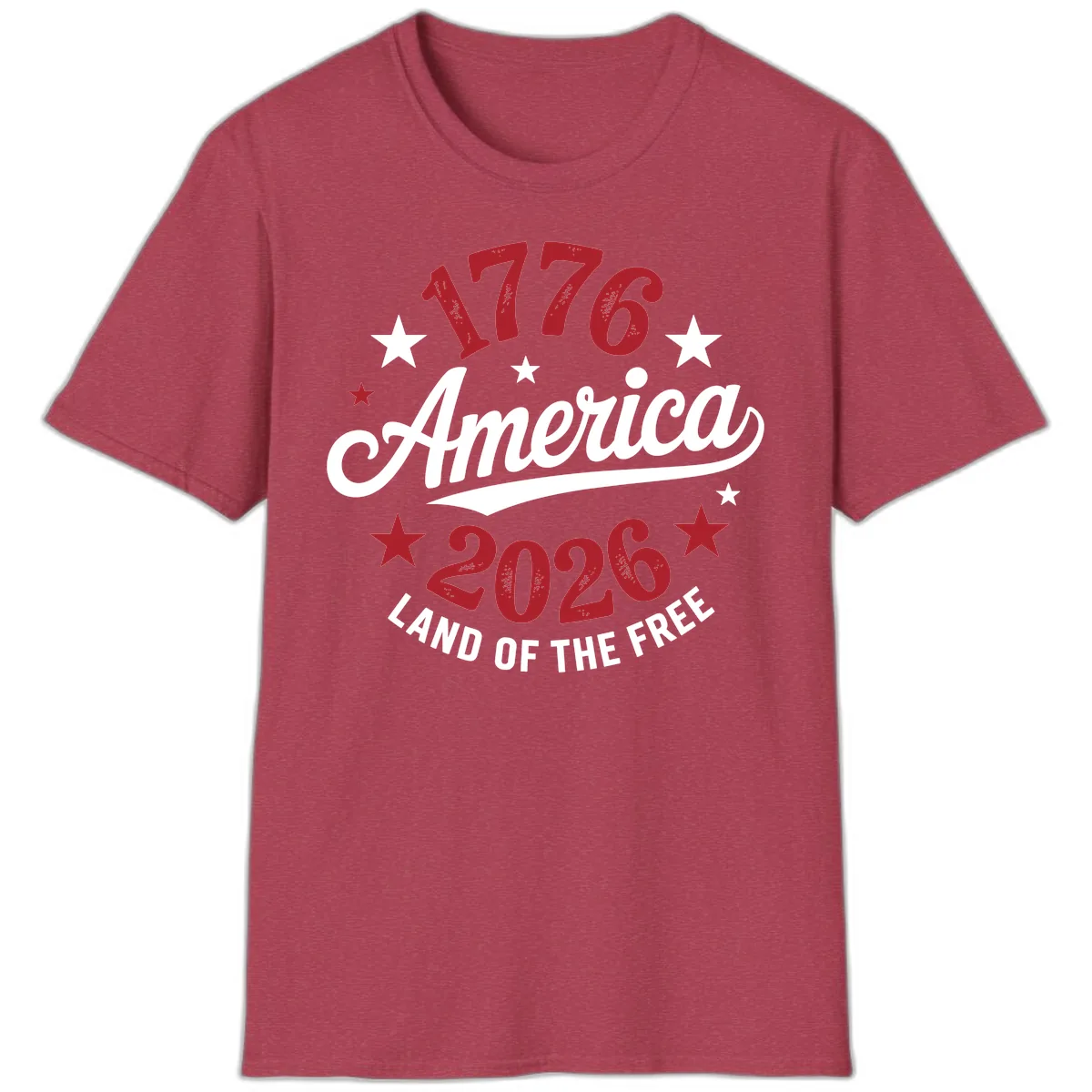 America 250th Anniversary Celebration T-Shirt in Heather Cardinal