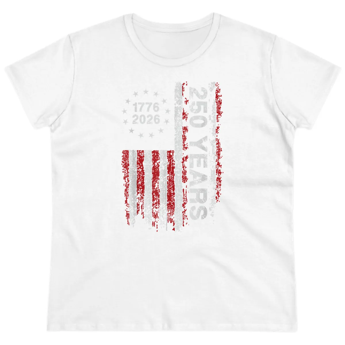 America 250 Years 1776 2026 Ladies Tee in White