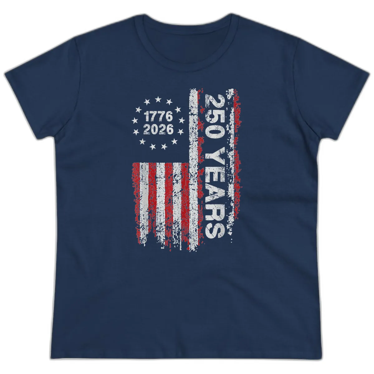 America 250 Years 1776 2026 Ladies Tee in Navy