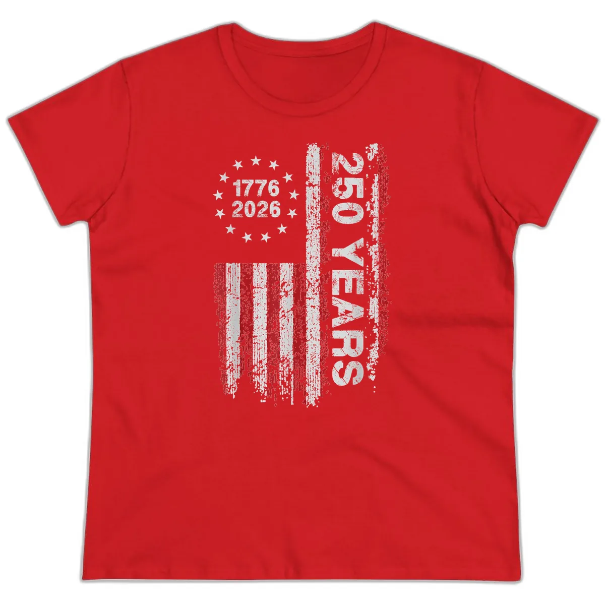 America 250 Years 1776 2026 Ladies Tee in Red