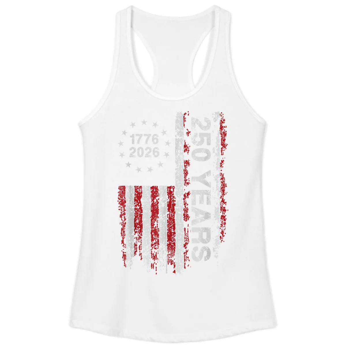 America 250 Years 1776 2026 Ladies Tank in White