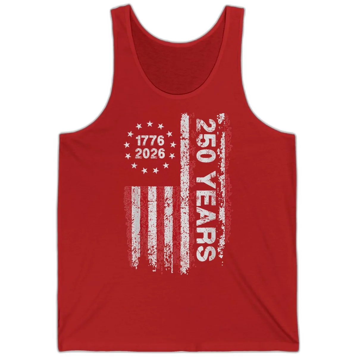 America 250 Years 1776 2026 Tank in Red