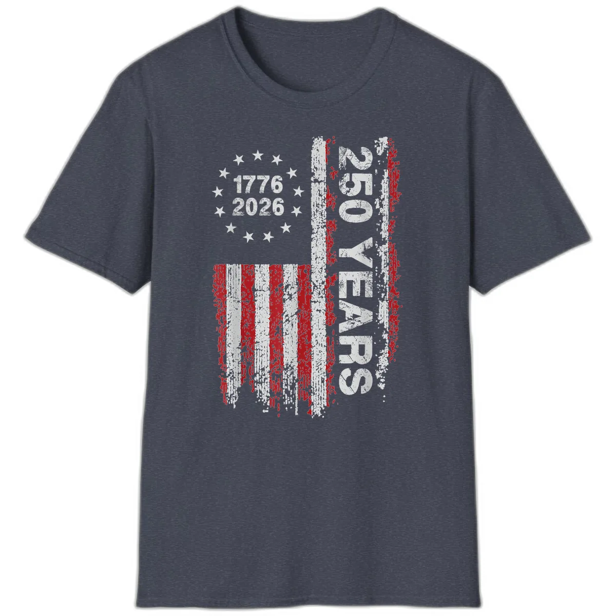 America 250 Years 1776 2026 T-Shirt in Heather Navy