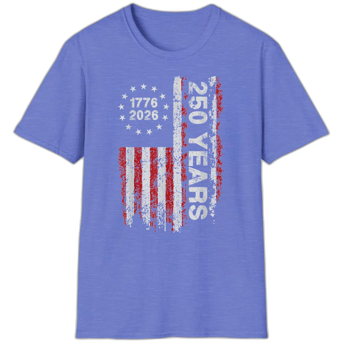 America 250 Years 1776 2026 T-Shirt in Heather Royal