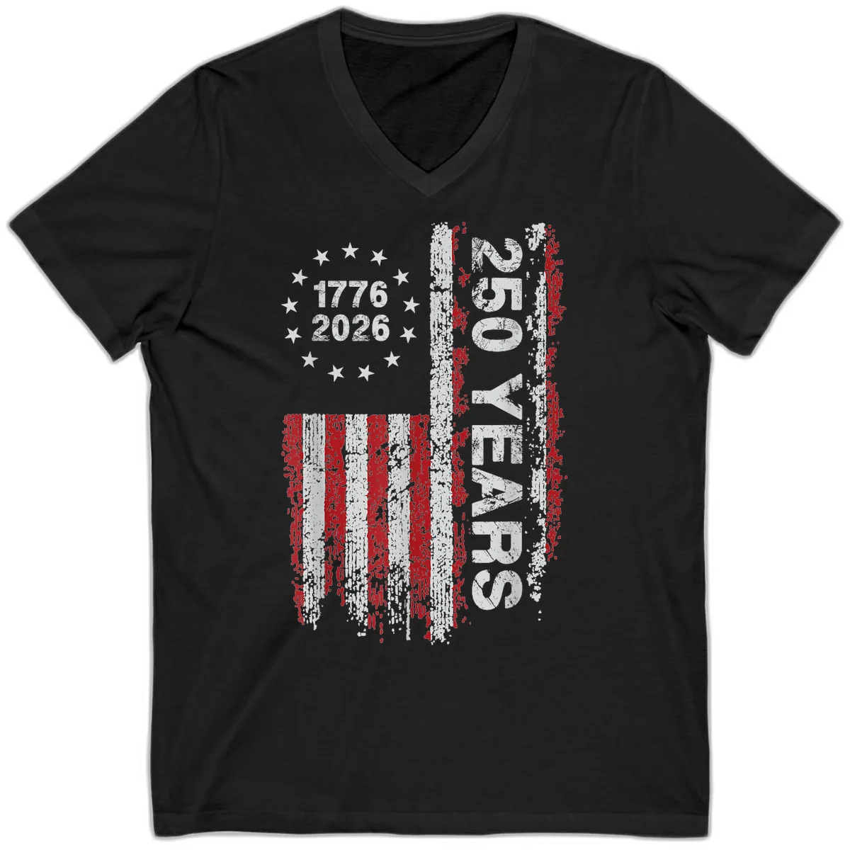 America 250 Years 1776 2026 V-Neck in Black
