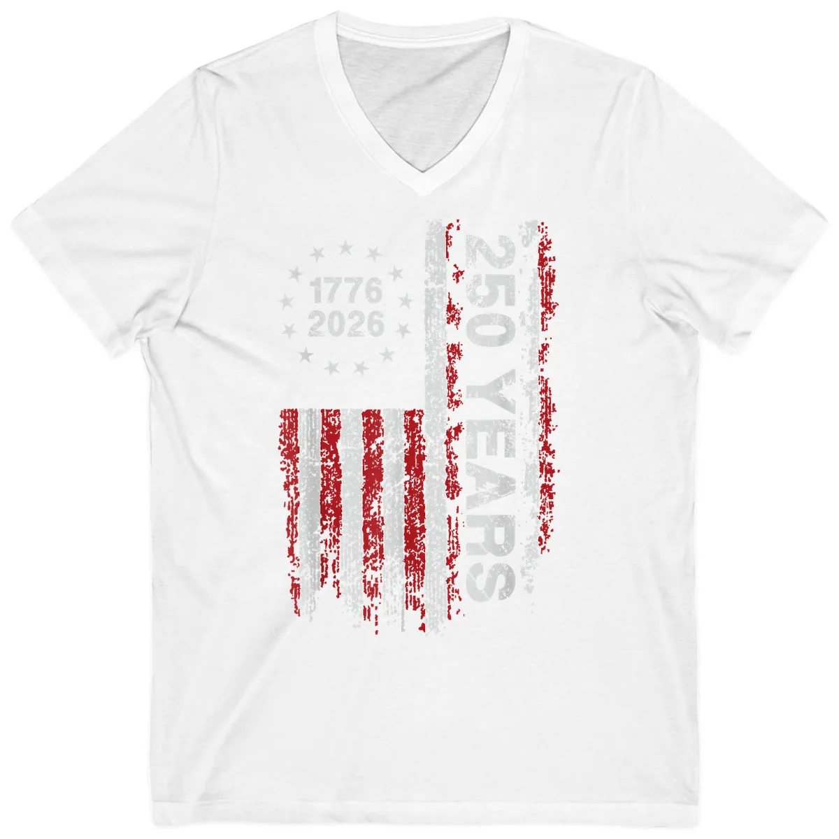 America 250 Years 1776 2026 V-Neck in White