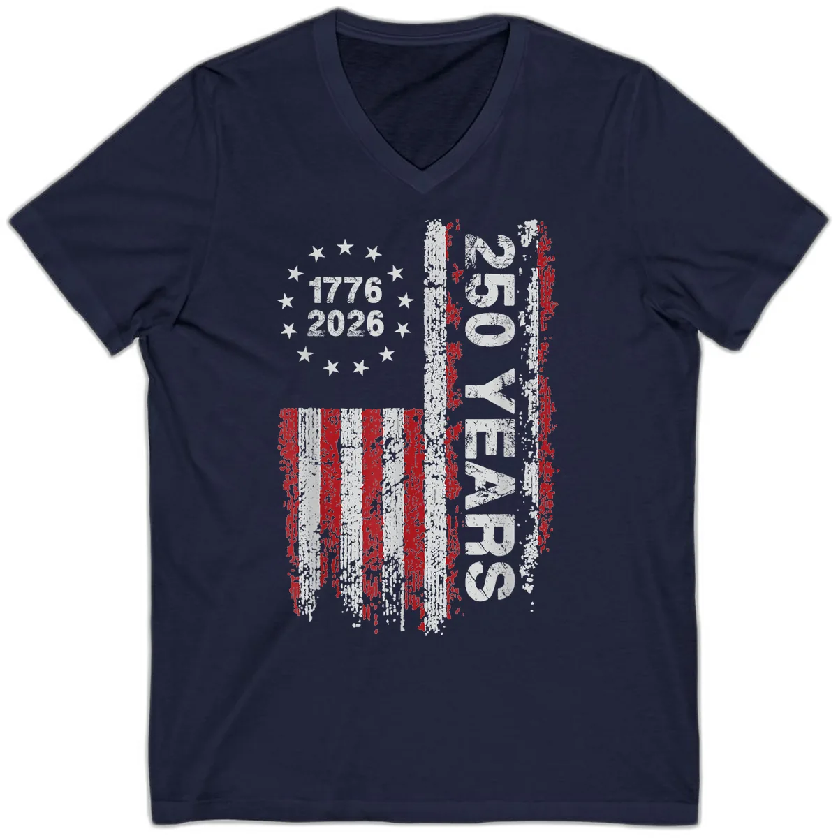 America 250 Years 1776 2026 V-Neck in Navy