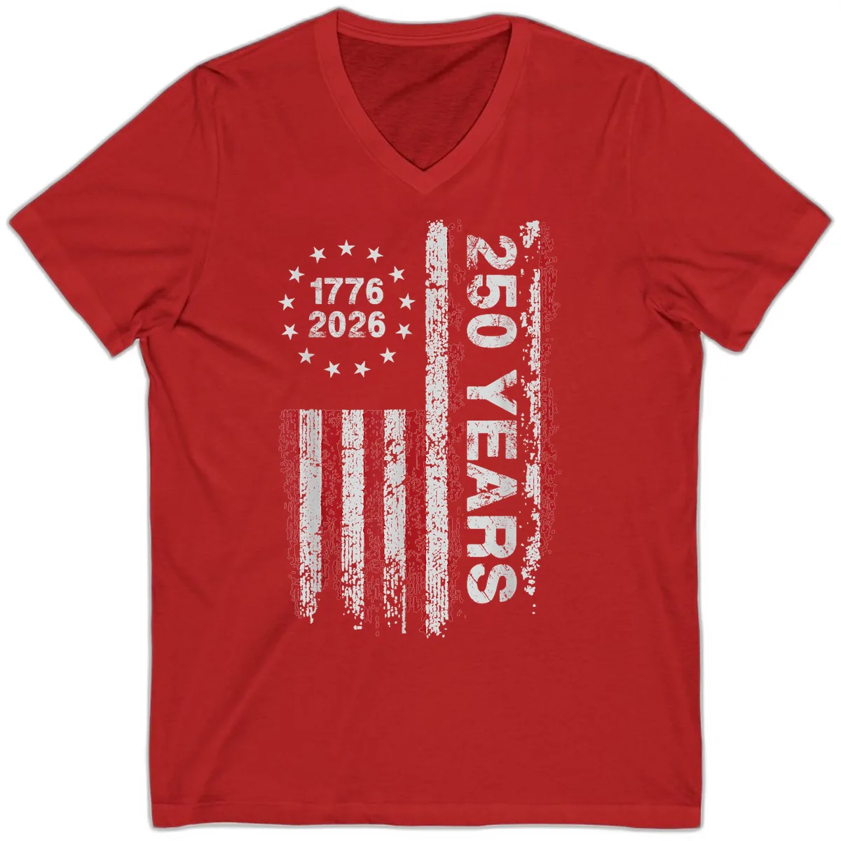 America 250 Years 1776 2026 V-Neck in Red