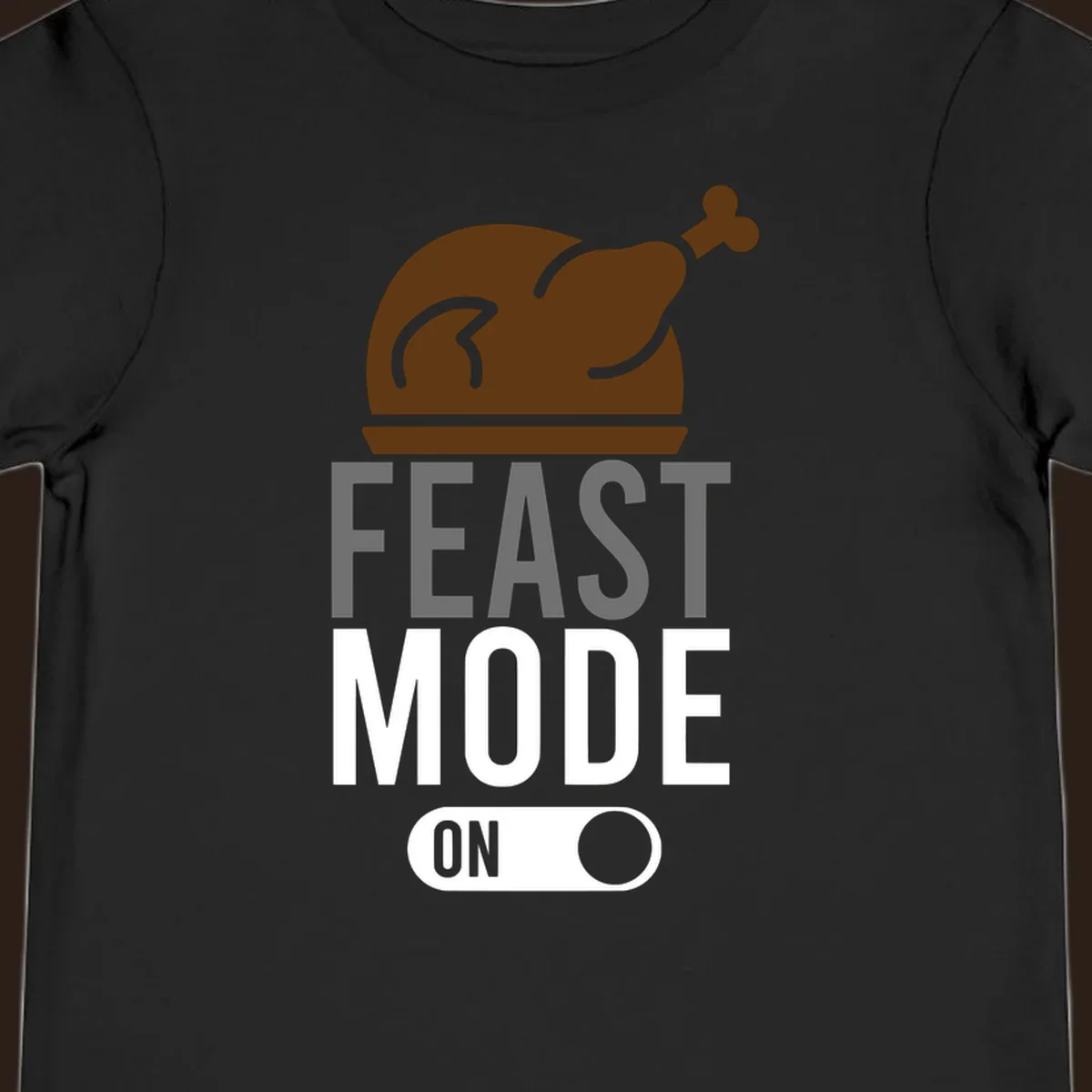 Feast mode on Thanksgiving graphic with a turkey and toggle switch.