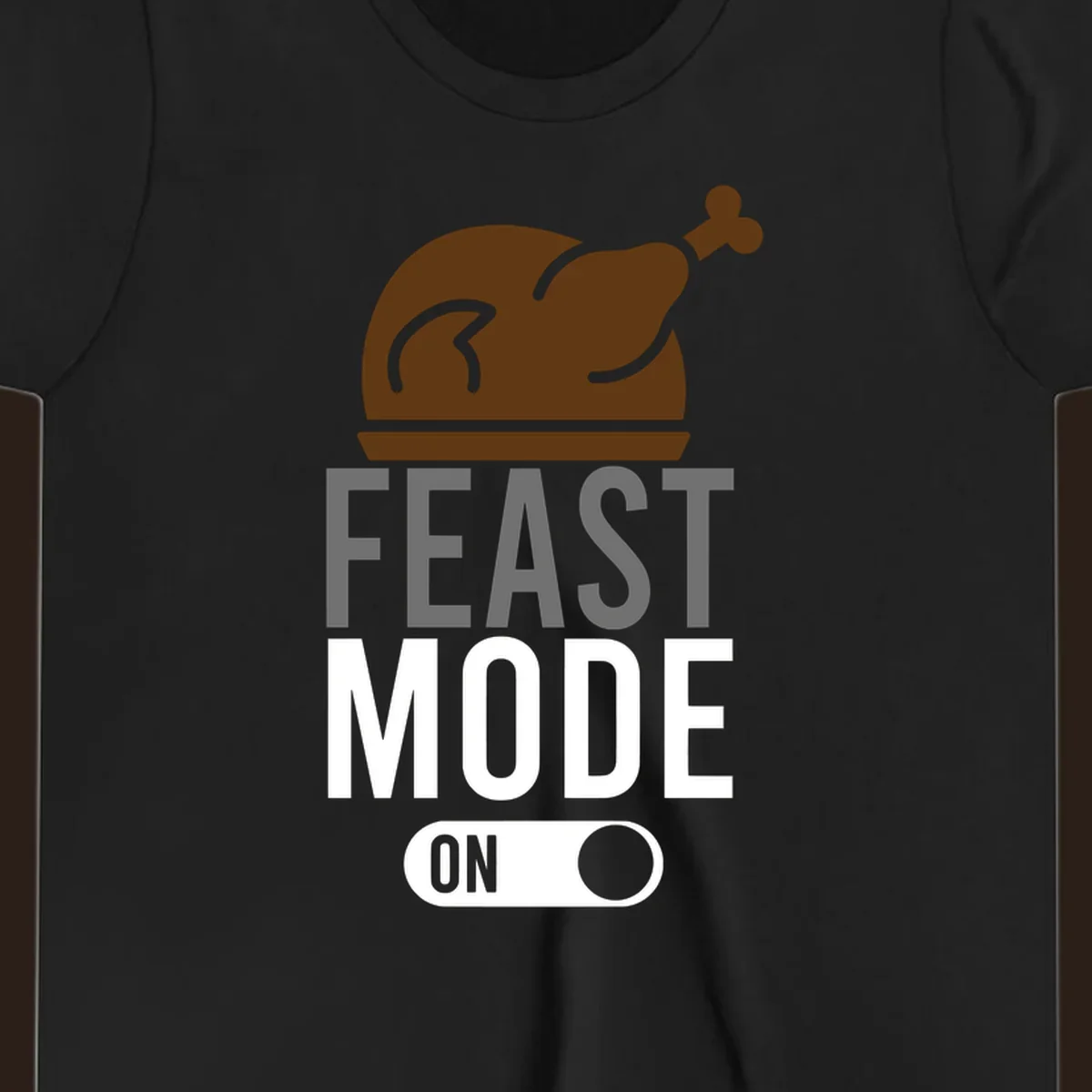 Feast mode on Thanksgiving graphic with a turkey and toggle switch.