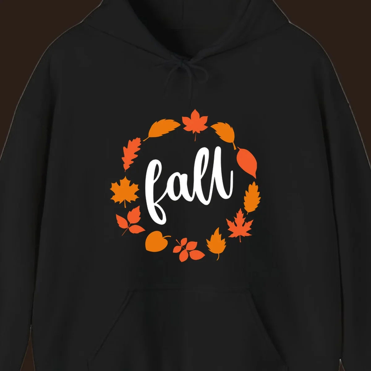 Fall leaves wreath with white script text.