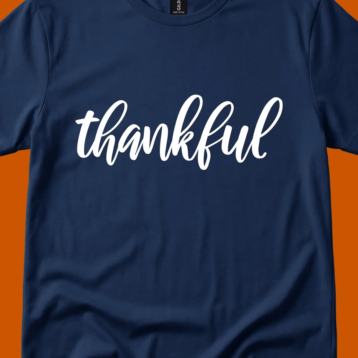 White script text spelling 'thankful' on a black background, representing thankful script word art.
