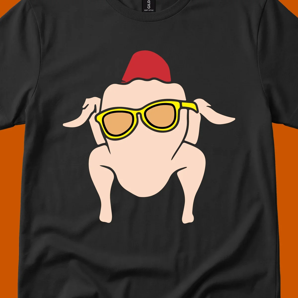 Cool turkey wearing sunglasses and a red hat, Thanksgiving graphic.