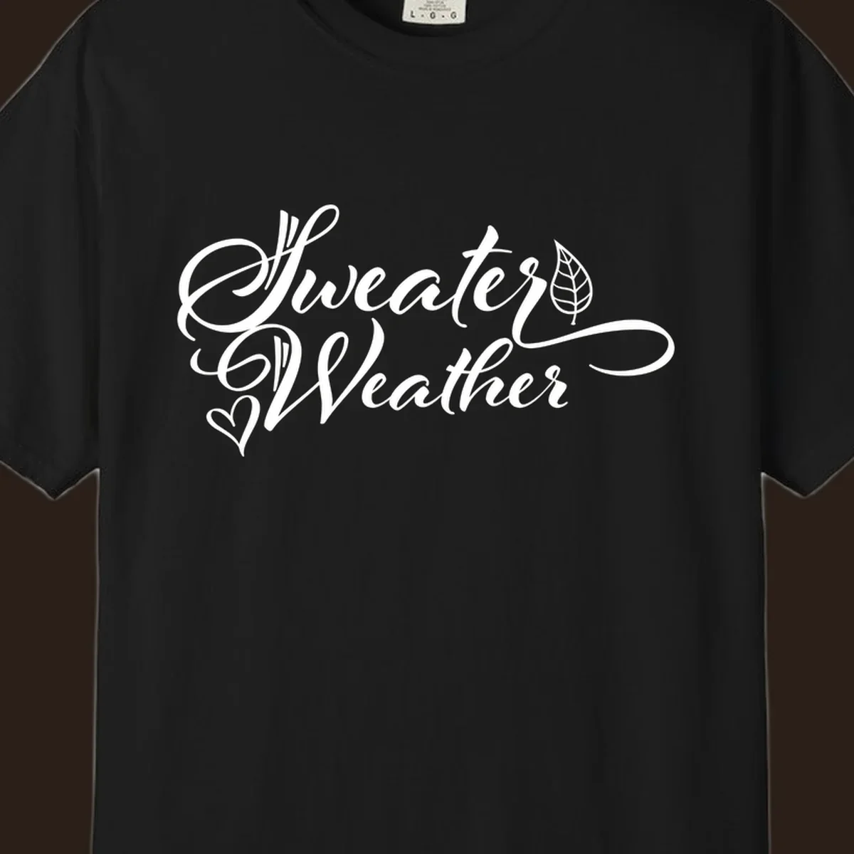 Sweater Weather script design with a leaf and heart. sweater-weather-script