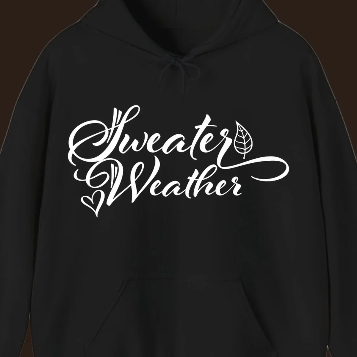 Sweater Weather script design with a leaf and heart. sweater-weather-script